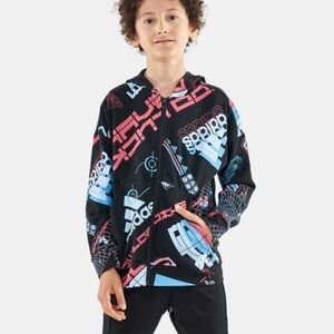Adidas Arkd3 Full Zip Black Graphic Sweatshirt Hoodie Boy’s Size XL